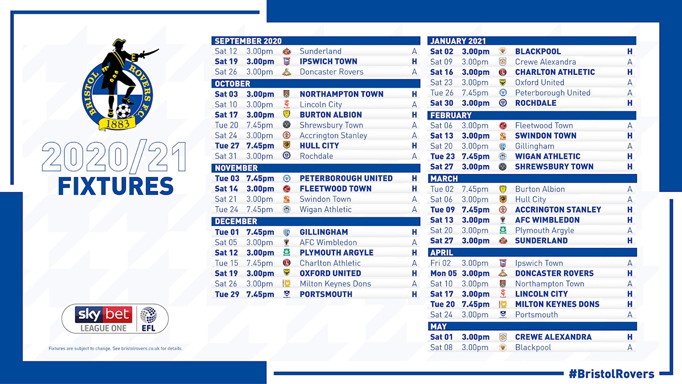 Bristol rovers store fixtures